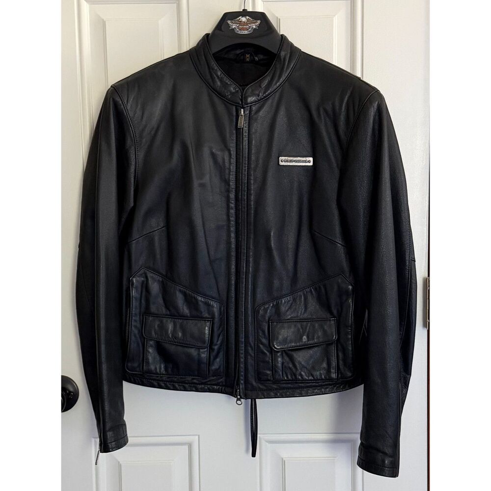 Vtg. Harley-Davidson Women's Leather Motorcycle Jacket with Lace-Up Back Size M